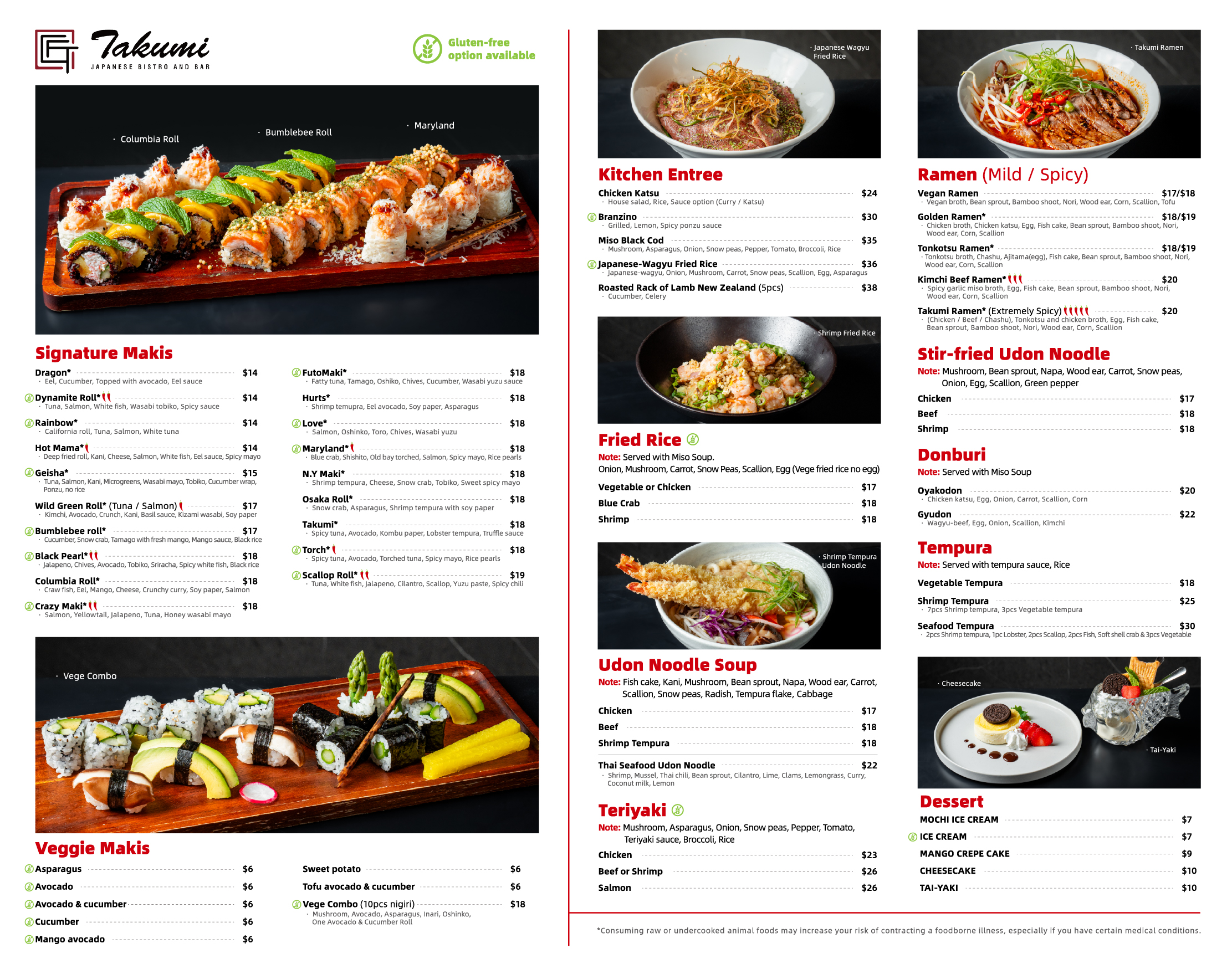 Takumi Japanese Bistro and Bar Menu - Page 2 (Updated June 2025)
